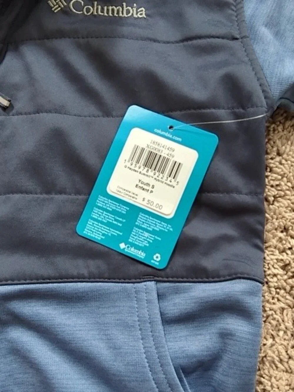 Columbia Kids Two-Tone Navy and Light Blue Hooded Fleece Jacket
